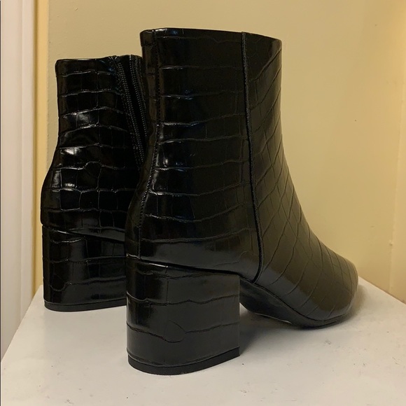 ASOS Black Croc pointed block heel boots - Picture 3 of 5